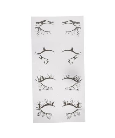 WOONEKY 4 Pairs Halloween Eyeliner Stickers Day of The Dead Face Tattoos Cat Eye Makeup Sticker Pvc