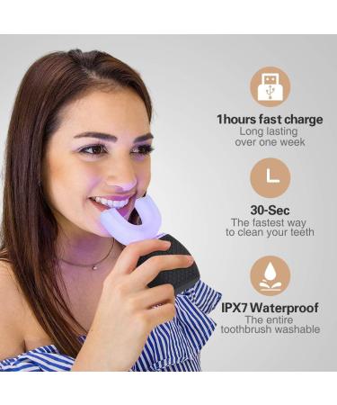 Automatic Ultrasonic Toothbrush 360 with LED Light - Hands-Free Teeth Whitening Kit - Black - Buy Online on GoSupps.com
