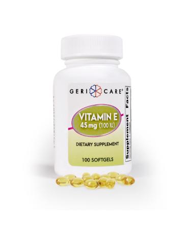 GeriCare High-Potency Vitamin E Capsules 100 IU for Skin & Immune Support 45mg | 100 Count | Organic Vitamin E for Women and Men 100 Count (Pack of 1) Softgel - 45mg