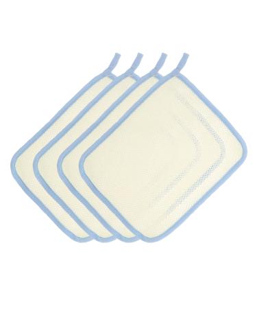 Outanaya 4pcs Square Towel Soap Bag Exfoliating Body Cloth Shower Face Exfoliator Scrubber Nylon Beige