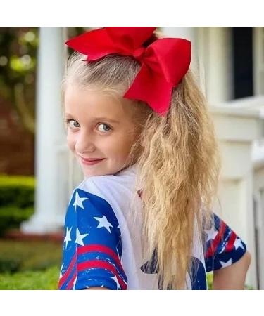 2 Pieces 8 Inch Large Ribbon Bows Hair Ties School Girls Red Ribbon for Hair Ponytail Holders Hair Styling Accessories (Red) - Buy Online on GoSupps.com