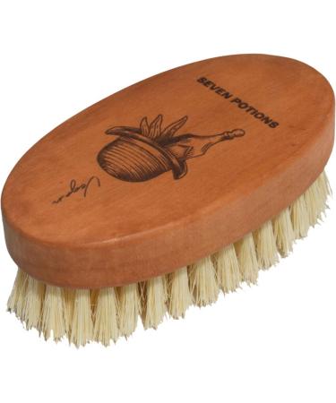 Seven Potions Vegan Beard Brush for Men — 100% Sisal Plant Fibre & Pear Wood — Firm Bristles to Gently Tame/Soften/Exfoliate – 100% Natural, Non-Synthetic