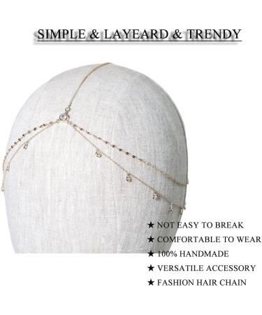 STONEFANS Rhinestone Head Chain Jewelry Silver Bride Headpiece Wedding Headbands Chain Layered Festival Prom Hair Accessories for Women And Girls Adjustable Copper Gold - Buy Online on GoSupps.com