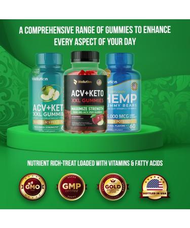 WELLUTION XXL Keto ACV Gummies | 1 000 mg Sugar-Free 60 Count | Digestive Aid Detox Metabolism Booster & Weight Loss Support | Delicious Apple Flavor - Buy Online on GoSupps.com