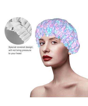Cherry Blossom Waterproof Shower Cap for Women - Reusable & Adjustable Double Layered Bath Hair Cap - Buy Online on GoSupps.com