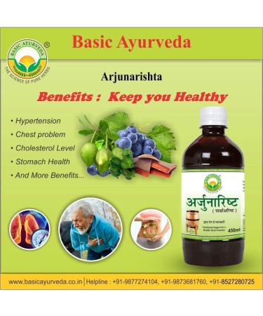 Buy Honoly Basic Ayurveda Arjunarishta Syrup 450ml - Herbal Heart Tonic for Hypertension Chest Health & Cholesterol Maintenance - International Shipping Available - Buy Online on GoSupps.com