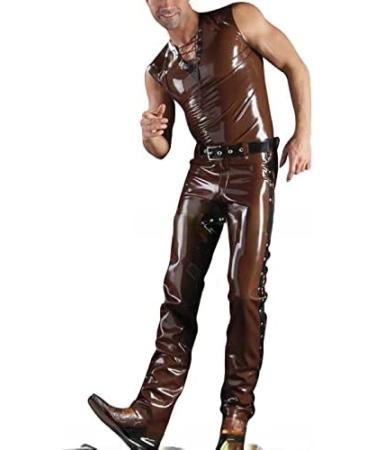 Latex Tank Shirt Top And Rubber Pants Trousers Leggings As Shown Size As Shown L