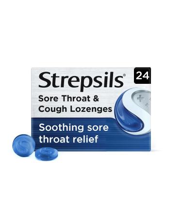 Strepsils Sore Throat & Cough Lozenges 24s Gluten Free Sore Throat and Dry Cough Relief Fights Infection Works in 5 Mins