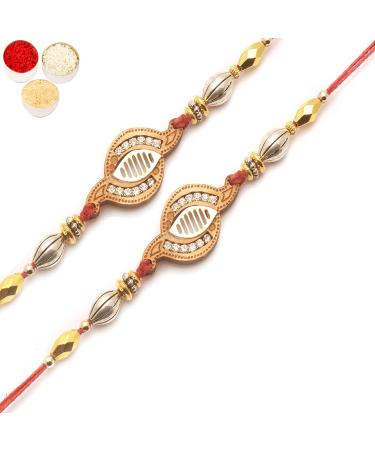 Ghasitaram Gifts Rakhi for Brother Rakhis Online - Set of 2 WO-13 Diamond Rakhi