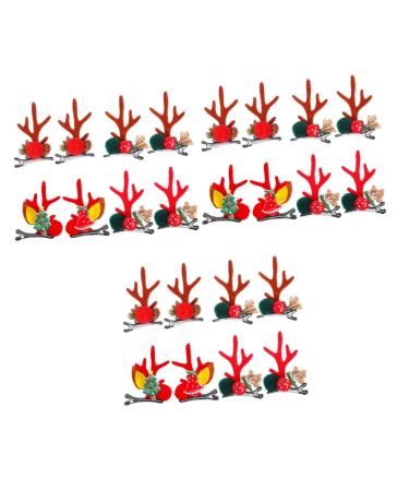 FRCOLOR 12 Pairs Christmas Hair Clips Antlers Hair Clips Antler Hair Barrette Hair Decoration Christmas Berry Hair Clips Kids Decor Elk Antlers Clips Miss Pompom Clip Ear