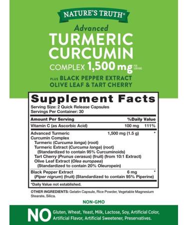 Nature's Truth Turmeric Curcumin Advanced Complex - 60 Capsules | Powerful Anti-Inflammatory Support - Buy Online on GoSupps.com