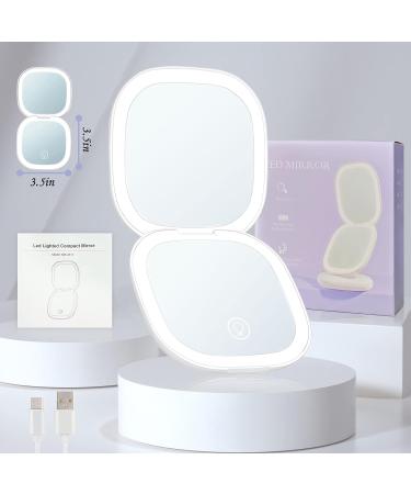 YUEARN Compact Lighted Travel Makeup Mirror - 5X Magnification, Dimmable Brightness, 3 Lighting Modes - Type-C Rechargeable - (5X White) - Buy Online on GoSupps.com