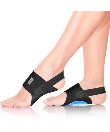 Arch Support Braces for Plantar Fasciitis Relief: Upgraded Non-Slip Wearable Arch Support w/Built-in Orthotics - Adjustable Bands w/Gel Pads for Flat Feet High & Fallen Arch Unisex HSA or FSA Eligible One Size Black