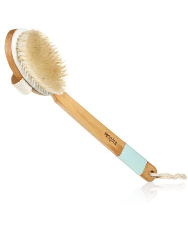Long Handled 18 Dry Body Brush  Back Scrubber. Detachable Natural Stiff Bristle Wooden Shower Brush.