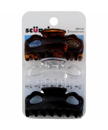 Scunci Effortless Beauty Jaw Clips Assorted Colors 3 Pieces