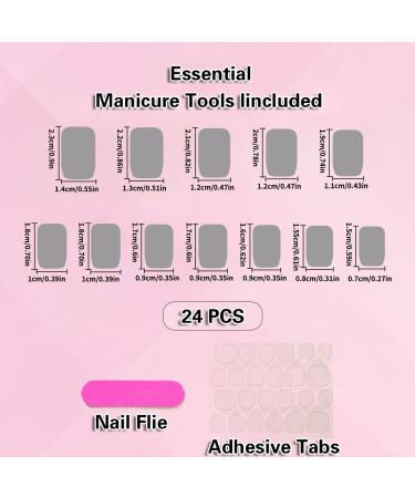 French Tip Press-On Nails | Medium Long Square Fake Nails | White Pink Bare Ballerina | Rhinestone Butterfly for Weddings & Birthdays - Buy Online on GoSupps.com