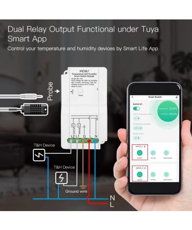 MOES WiFi Smart DIY Thermostat Controlling Module Temperature and Humidity Sensor Dual Output 15A 2.4GHz WiFi Smart Life App Wireless Remote Control for Greenhouse Aquarium Reptile Terrarium With Temperature & Humidity Sensor - Buy Online on GoSupps.com