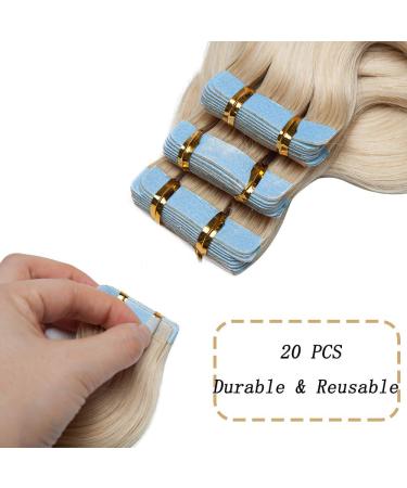 Rich Choices Tape In Extensions - White Bleach #70 Remy Human Hair 60cm Wavy 20 Wefts 50g | International Shipping - Buy Online on GoSupps.com