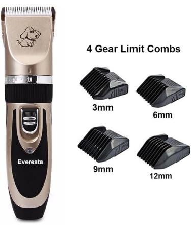 Everesta Low Noise Rechargeable Dog Clippers Kit for Pet Grooming - Gold+Black - Buy Online on GoSupps.com