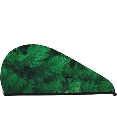 Green Leave Fern Microfiber Hair Towel - Super Absorbent Coral Velvet Wrap for Women | Quick Dry Cap for Long Curly & Thick Hair - Buy Online on GoSupps.com