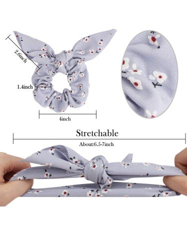 18 PCS Bow Scrunchies Hair Accessories - Chiffon Satin Silk with Bow Scarf - Solid Stripe Flower Colors - Ponytail Holder with Rabbit Bunny Ear BowKnot - Buy Online on GoSupps.com