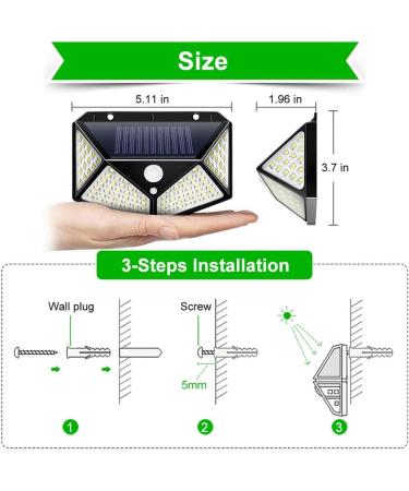Solar Light Outdoor Solar Lamp with Motion Solar LED Light Waterproof Sunlight Powered for Garden Decoration (Size : 2 Piece 102 LEDs) (1 Piece 100 LEDs) - Buy Online on GoSupps.com