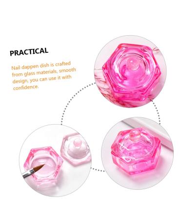 Minkissy 2pcs Dappen Dish with Lid - Novelty Papter Dish Bowl & Monomer Holder for Nail Tips | Clear Cuticle Bit & Nail Manicure Tools - Pink Acrylic Glass 4.3x4.3cm - Buy Online on GoSupps.com