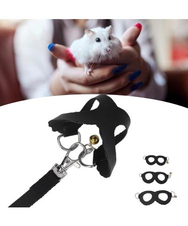 Asixxsix Dishwear & Leash Set for Hamsters Guinea Pigs & Ferrets | Synthetic Leather Crockery & Nylon Line | 3 Sizes Available | Black - Buy Online on GoSupps.com