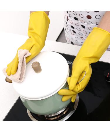 3 Pairs Rubber Gloves Thickening Cleaning Gloves Reusable Dishwashing Gloves Yellow Waterproof Gloves for Household - Buy Online on GoSupps.com