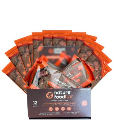 Buy Nature Foodbar Date & Chocolate Protein Bars - 12 Units 8.8g Protein Gluten Free Halal 0% Trans Fat 129 Kcal - Buy Online on GoSupps.com