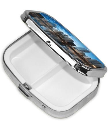 Chicago Reflected Printing Small Pill Case | 2 Compartment Travel Pill Organizer | Cute Pill Box for Purse & Pocket Gifts - Buy Online on GoSupps.com