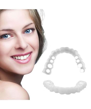 Fake Teeth Cosmetic Denture Veneers for Upper and Lower Jaw- Natural Shade Fake Veneer-Perfect Braces and Whitening Substitutes  Suitable for Everyone