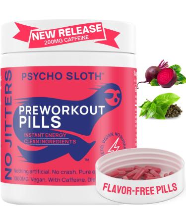 Pre Workout Pills - Endless Energy   Endurance   Laser Focus   Pump   No Jitters No crash | Vegan Pre Workout for Women & Men   0% Artificial  Nitric Oxide  Beet  Organic Natural Pre Workout  60 Pills