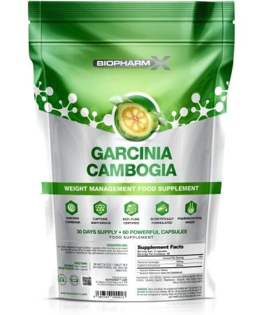 Pure Garcinia Cambogia - Highest Strength Diet Pills! Clinically Proven Fat Blocker & Appetite Suppressant (60 Capsules | 1 Month Supply)
