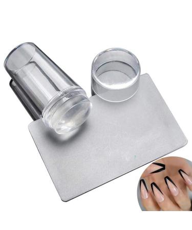 2.8CM Head Clear Jelly Silicone Nail Art Stamper Scraper with Cap Transparent Stamping Polish Transfer Templates Tools Manicure,Clear Silicone French Tip Nail Stamp