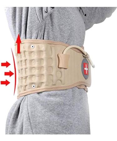Inflatable Waist Traction Brace Belt - Spinal Lumbar Support & Back Pain Relief Massager | Unisex Skin Color - Buy Online on GoSupps.com