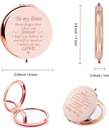 Personalized Double-Sided Compact Makeup Mirror - Rose Gold Sister & Friend Gift - Buy Online on GoSupps.com