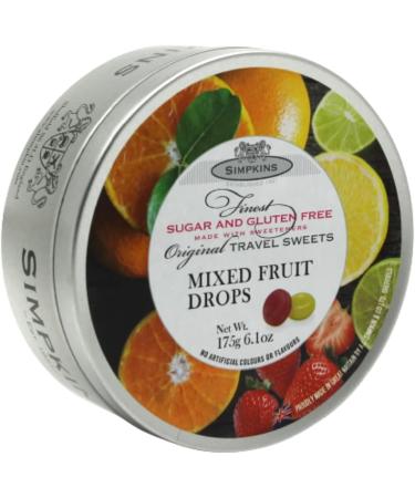 Pack of 6 Original Sugar Free Travel Candy Tins containing 3 Simpkins Mixed Fruits and 3 Simpkins Forest Berries (175g each) - Buy Online on GoSupps.com
