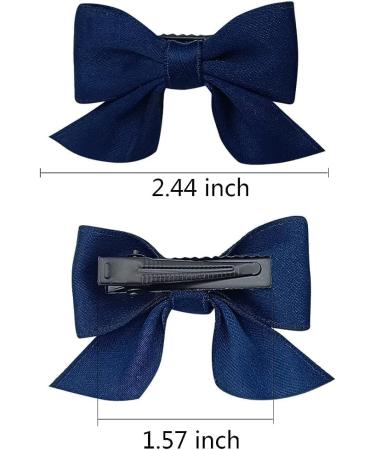 2pcs Dark Blue Bow Hair Clips - Non-slip Barrettes for Teens School Wear - Fashion Hair Accessories - Buy Online on GoSupps.com