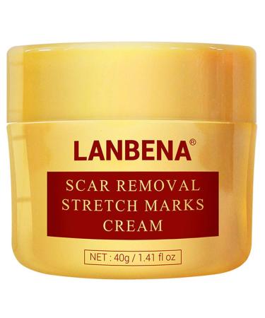 LANBENA Scar Removal Stretch Marks Cream Fade Ance and Pocks Soften Scars Resulting from Surgery Injury Burns Scar Skin Repair Gel for Face & Body (40 g/1.41 fl oz) Gold