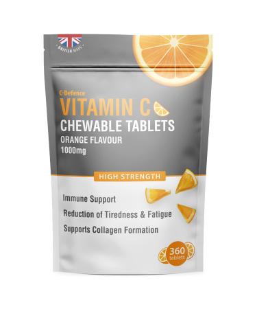 Vitamin C 1000mg Chewable - 360 Tablets - Supports Immune Health and Helps Fight Colds - Helps Reduce Tiredness and Fatigue 360 count (Pack of 1)