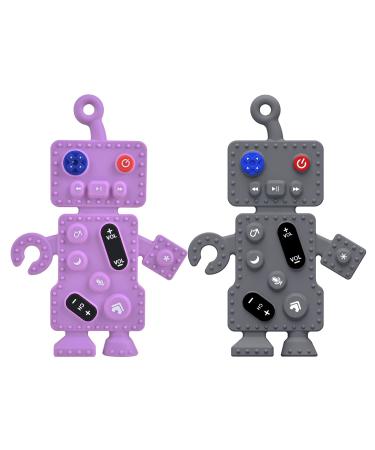 Silicone Baby Teething Toys Chew Toys for Babies Robot Shape Silicone Teething Toys for Babies 3-12 Months Soft-Textured BPA Free Baby Teething Toys  Pack/Gray+Purple A Style