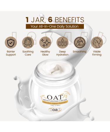 AOAO Oatmeal Face Cream for Dry Skin, Deep Hydration with Ceramides & Jojoba Seed Oil, Daily Soothes & Repairs Dry, Strengthens Skin Barrier, Lightweight Fast-Absorbing & Nourishing 130g/4.6oz - Buy Online on GoSupps.com