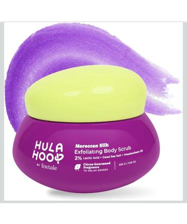Hula Hoop Moroccan Silk Exfoliating Body Scrub with 2% Lactic Acid Dead Sea Salt Meadowfoam Oil Citrus Gourmand Fragrance 200g