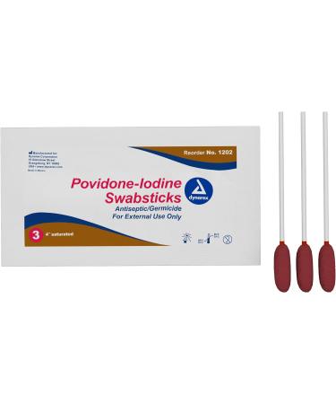 Dynarex Povidone Iodine Swabsticks - Antiseptic Skin Preparation - 25 Foil Packets - Buy Online on GoSupps.com