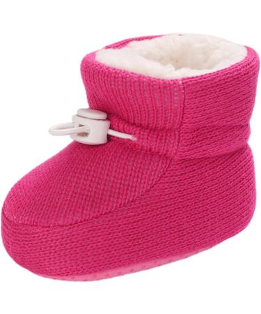 Baby Winter Fleece Booties Non-Slip Soft Sole Shoes - Dark Pink (0-6 Months) - Buy Online on GoSupps.com