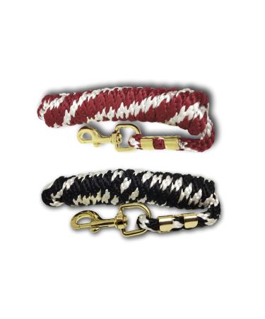 Leading knitting for horse - tiebar trick in different stylish designs leading leash binding pony donkey goat (1x red + 1x black)