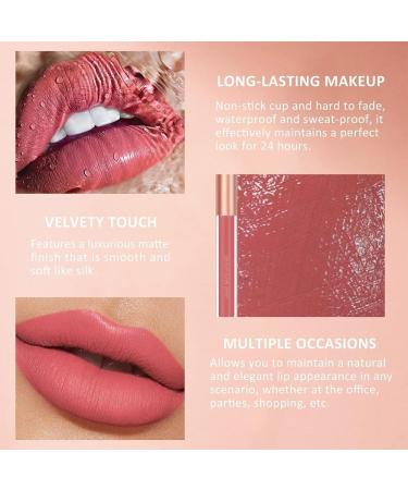 Matte Nude Lip Liner and Lipstick Makeup Set Matte Liquid Lipstick/Nude Lip Stain High Pigment Lipstick & Lipliner Pencil for Women Smooth Lip Color (05) - Buy Online on GoSupps.com