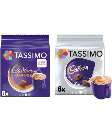 Tassimo Cadbury 8 T-Discs + Cadbury Orange 8 T-Discs Hot Chocolate (Total - 2 Packs - 16 T-Discs) - Buy Online on GoSupps.com