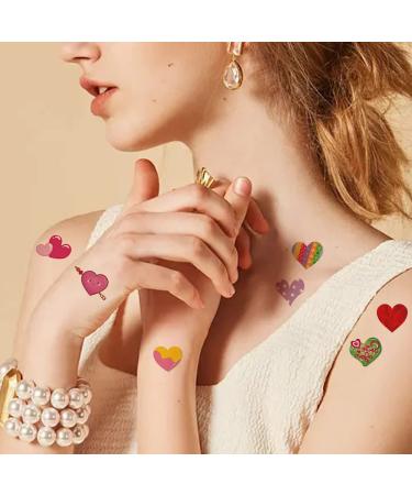 Valentines Day Heart Tattoo Set - 80 Assorted Red Temporary Tattoos | Waterproof Love Fake Tattoos for Kids and Women - Buy Online on GoSupps.com